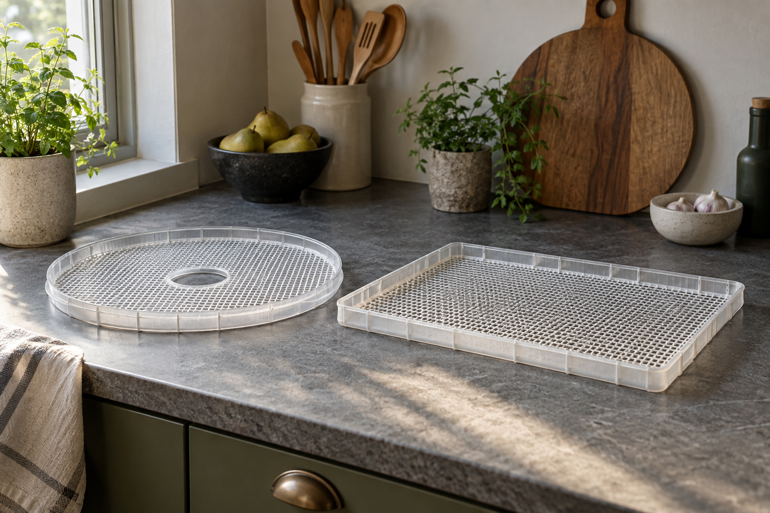 Dehydrator trays and liners: check fit before you buy.
